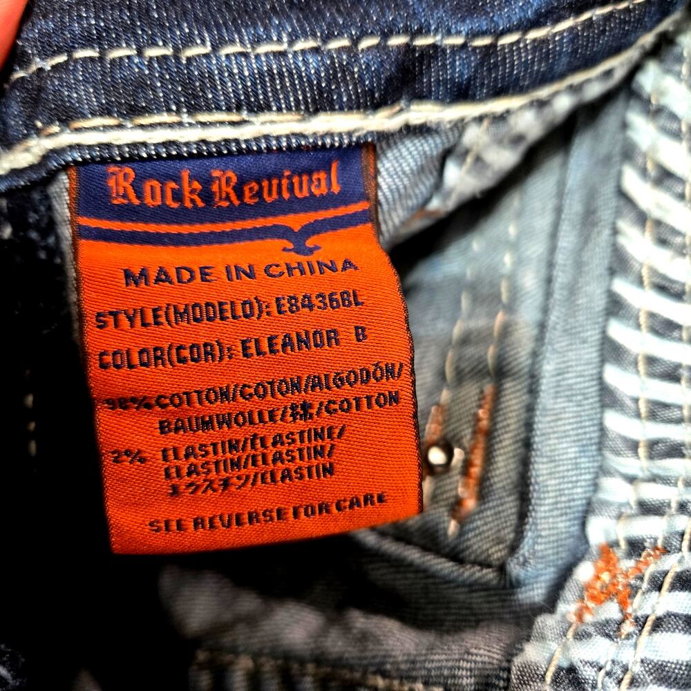 ROCK REVIVAL WOMEN'S ELEANOR BOOT JEANS  SIZE 27 Embellished Distressed #950 - Picture 5 of 12